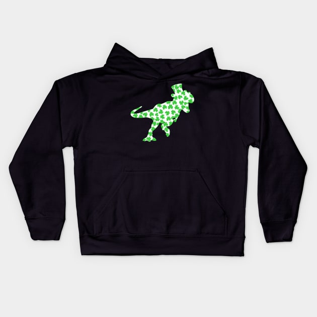 st patricks day dinosaur Kids Hoodie by Bagshaw Gravity